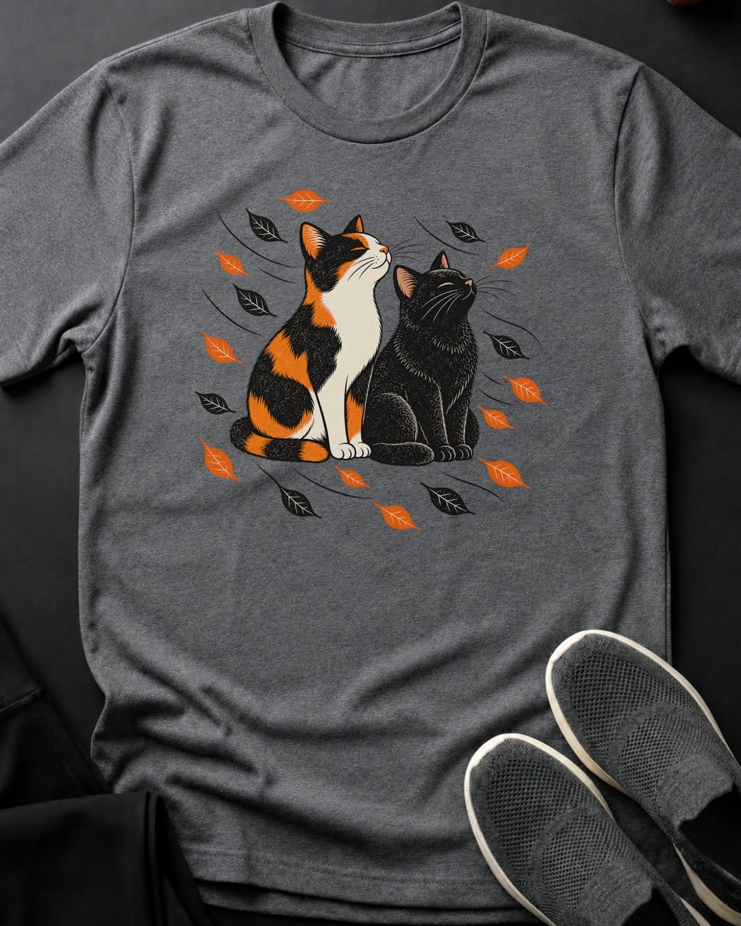 Calico & Black Breeze Tee in Graphite Heather