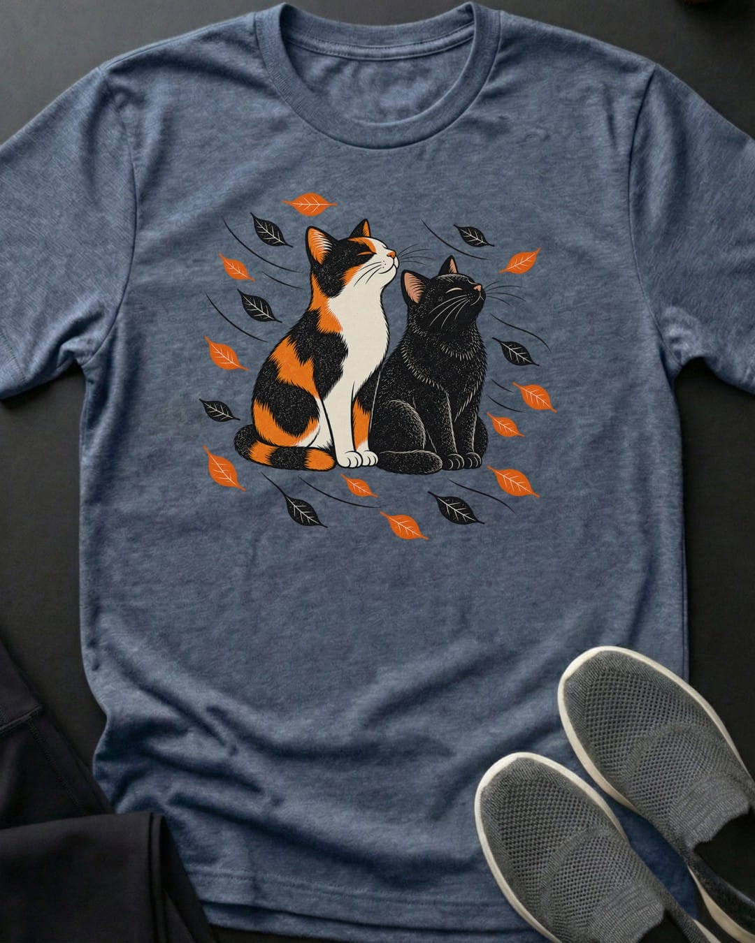 Calico & Black Breeze Tee in Heather Indigo