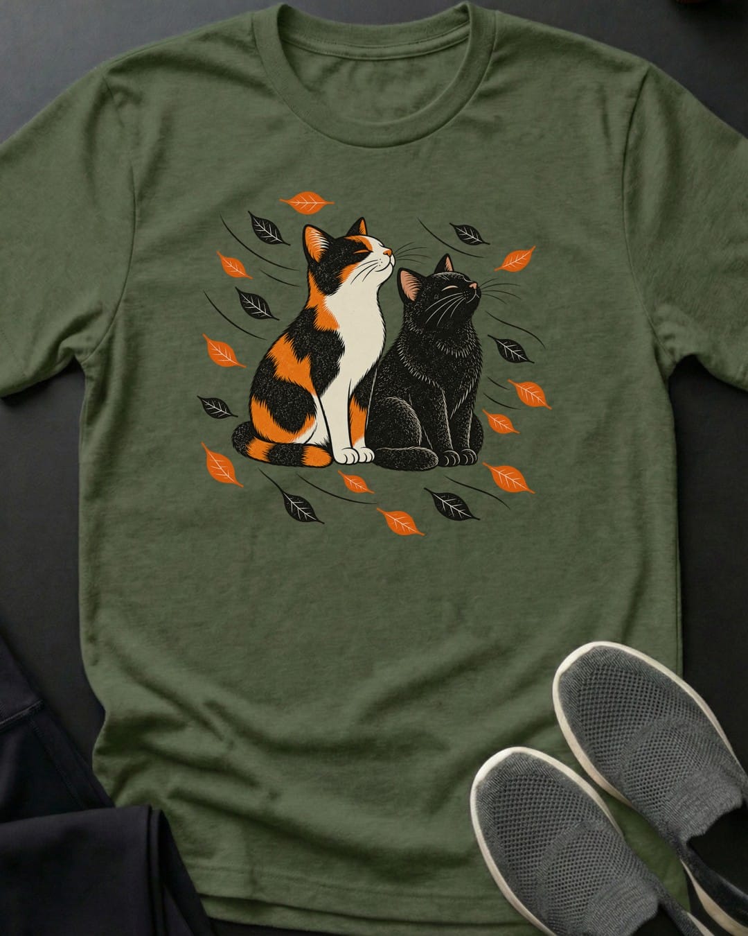Calico & Black Breeze Tee in Military Green