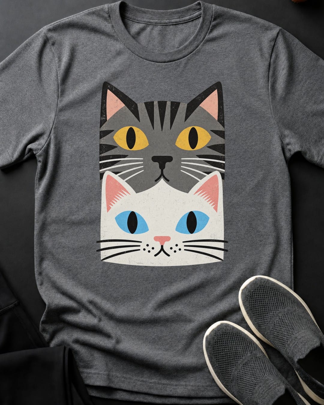 Grey & White Stack Tee in Graphite Heather
