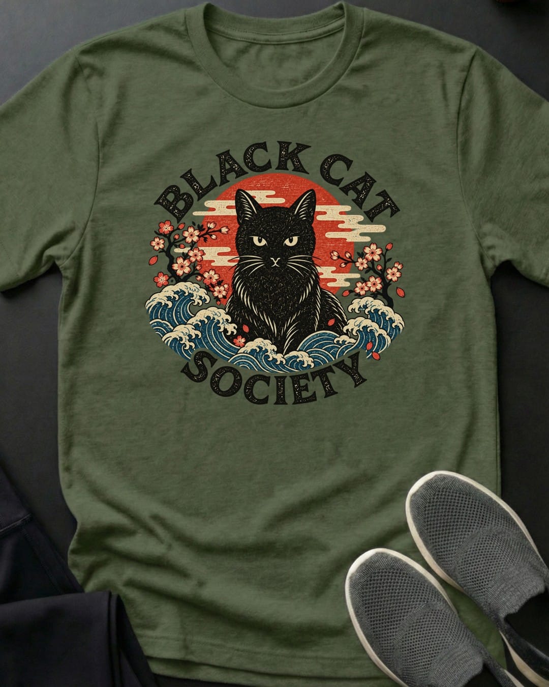 BC Society Waves Tee in Military Green