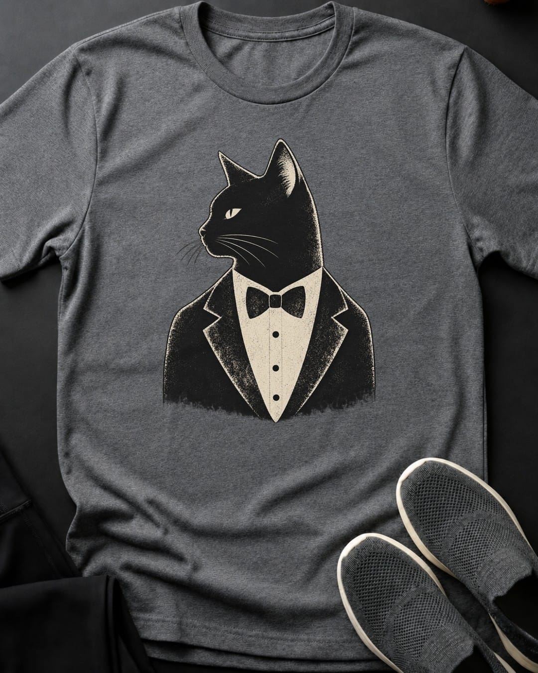 Dapper Cat Tee in Graphite Heather