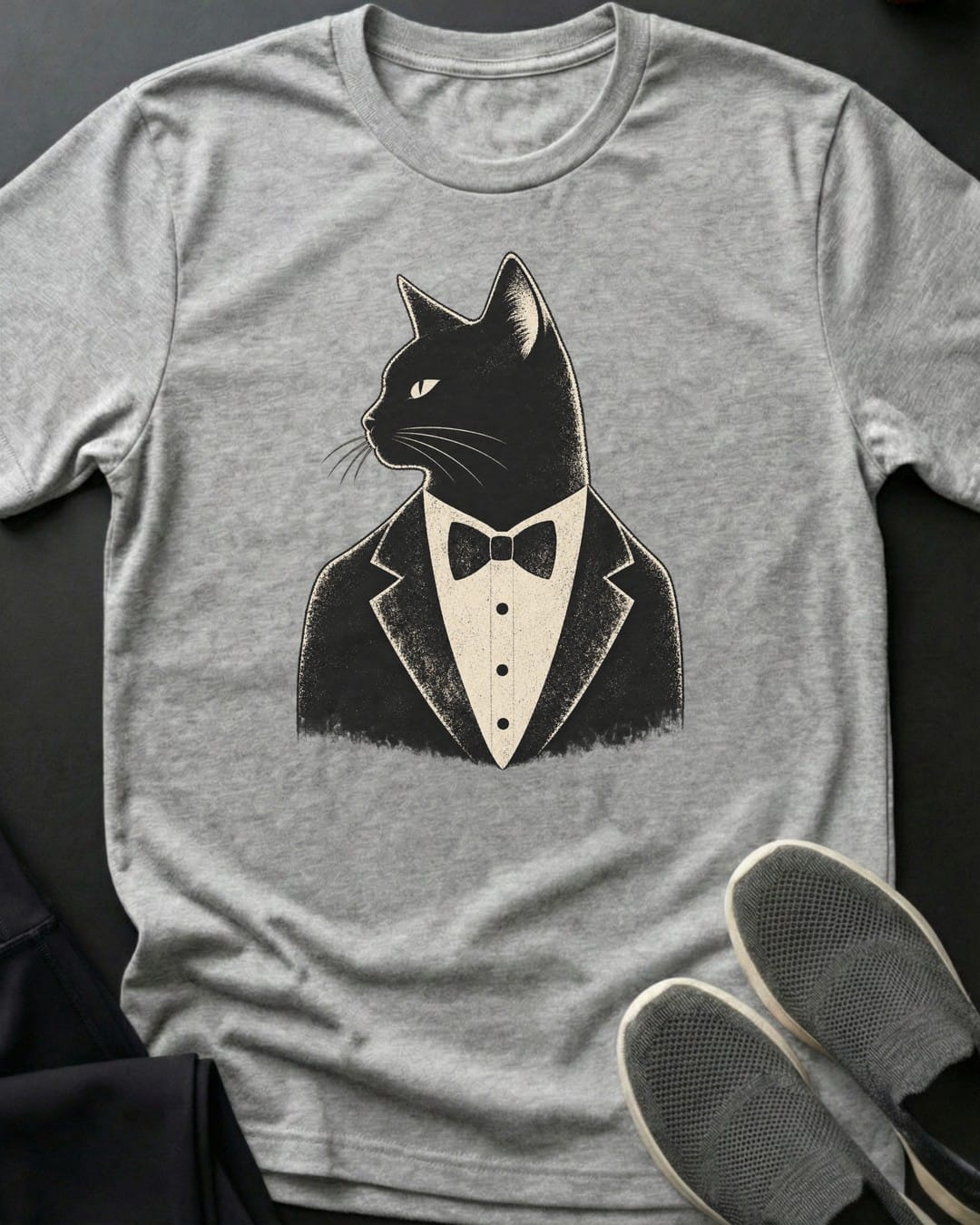 Dapper Cat Tee in Sport Grey