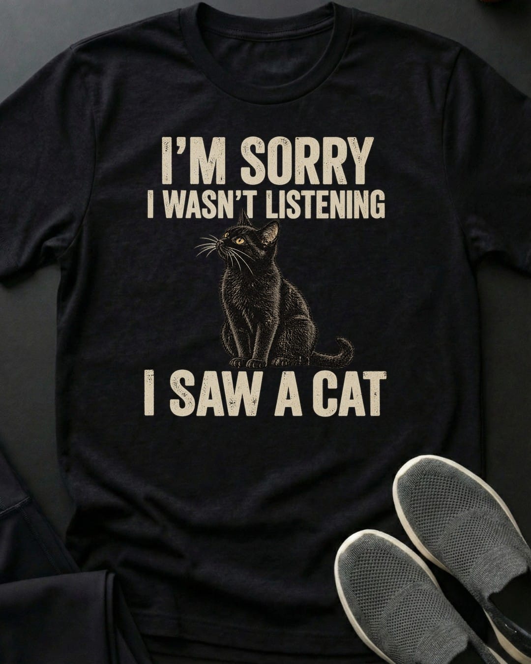 I Saw A Cat Tee in Black