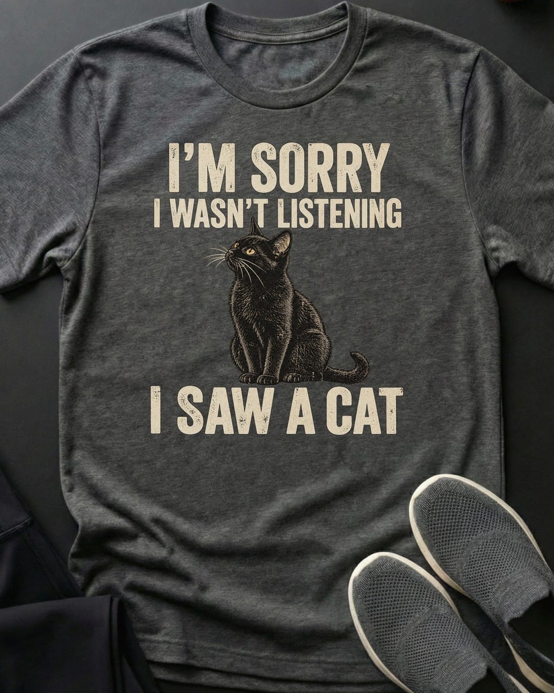 I Saw A Cat Tee in Dark Heather
