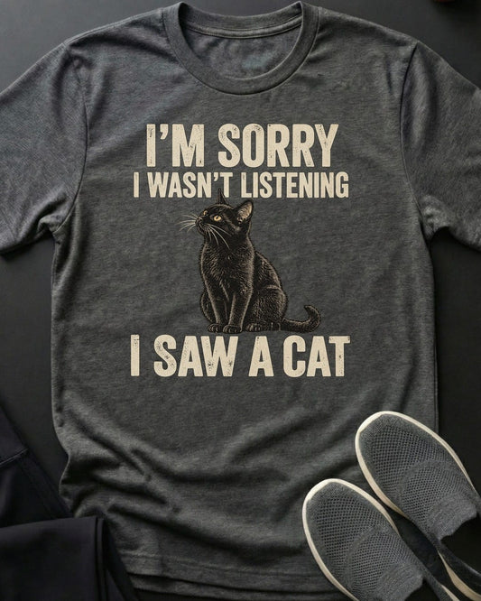 I Saw A Cat Tee in Dark Heather