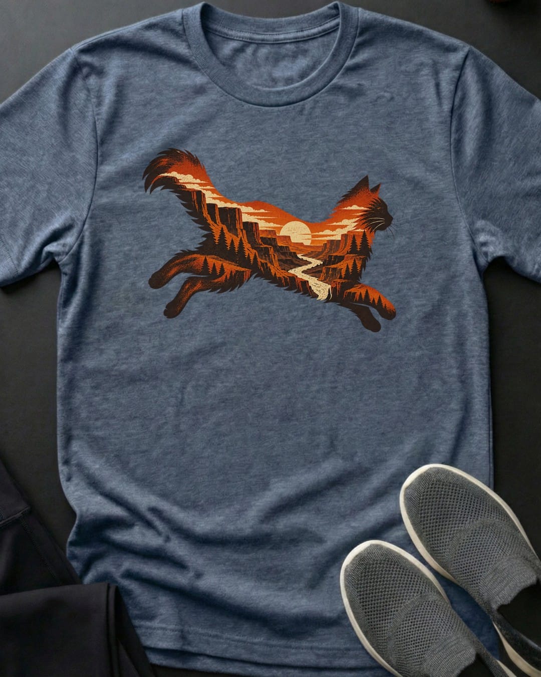 Canyon Leap Tee in Heather Indigo