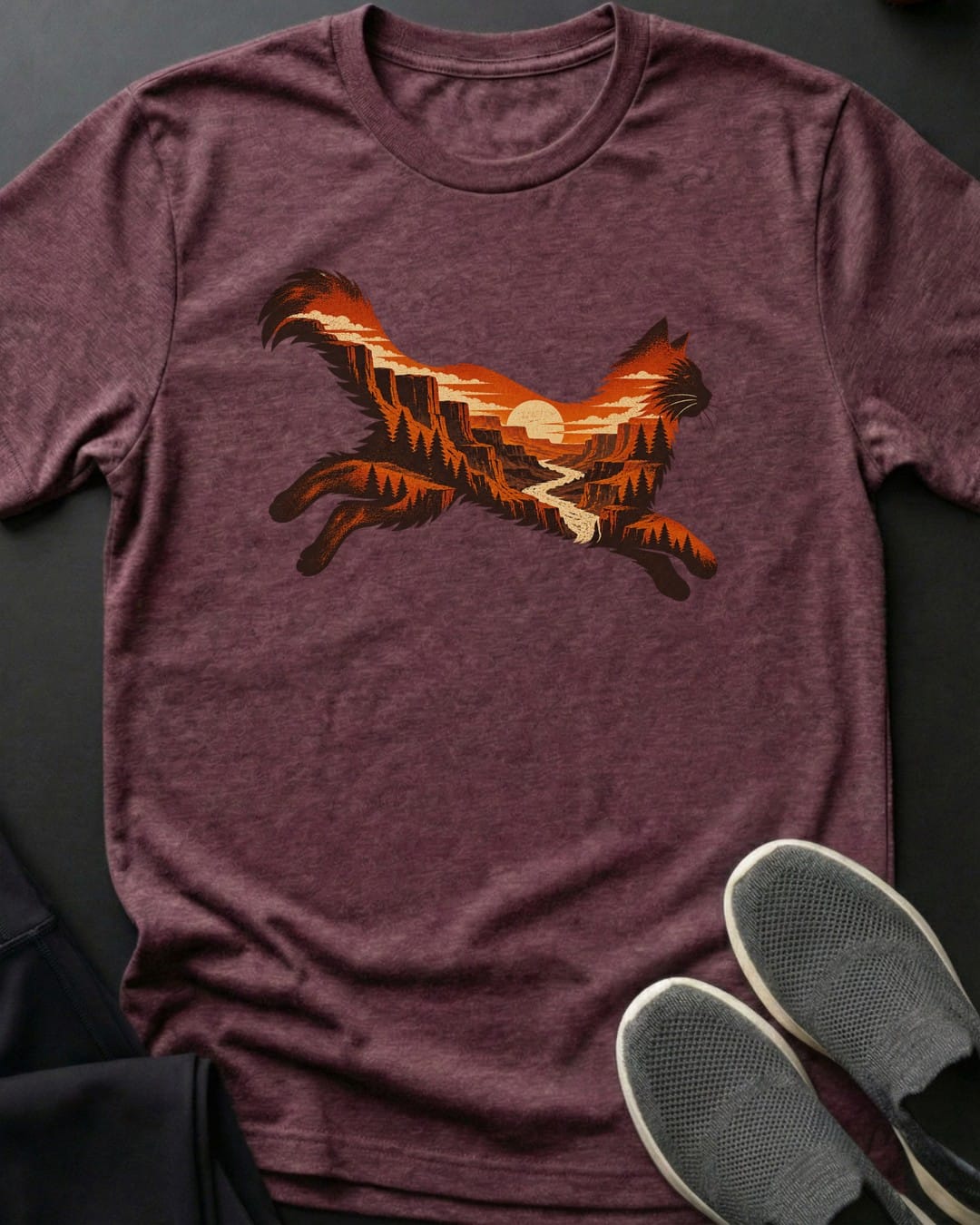 Canyon Leap Tee in Heather Maroon