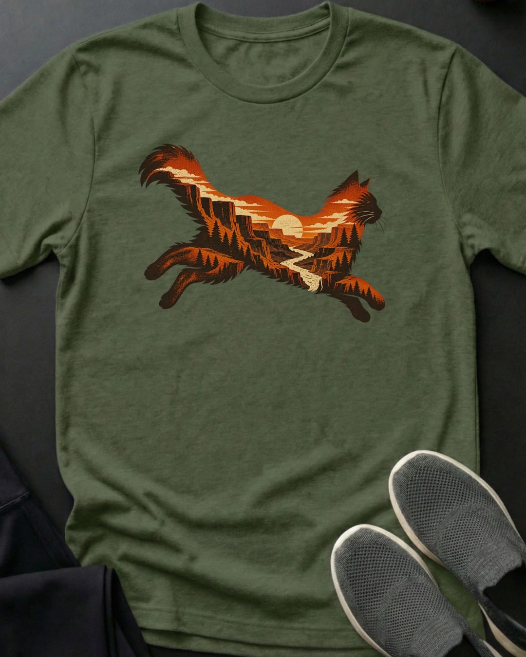 Canyon Leap Tee in Military Green