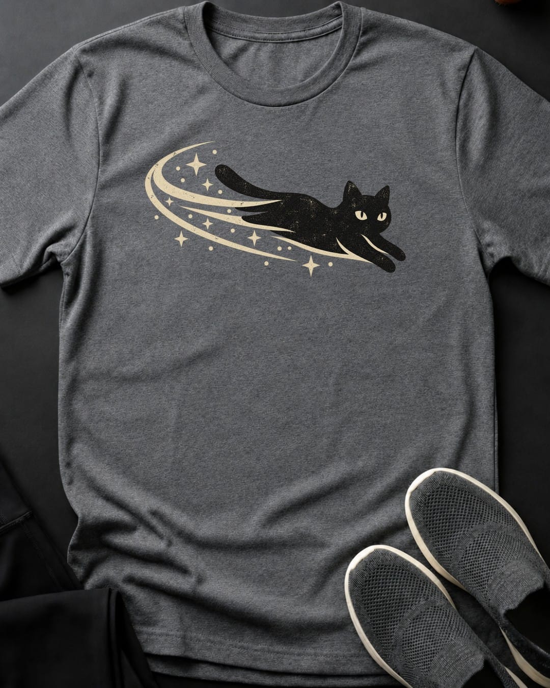 Shooting Star Cat Tee in Graphite Heather
