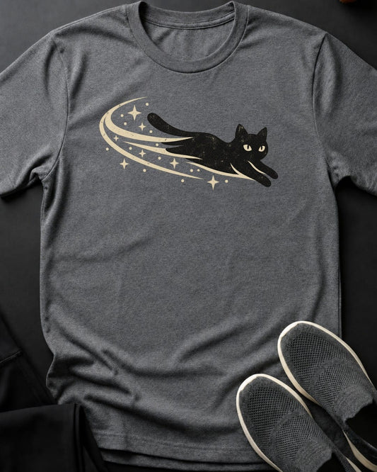 Shooting Star Cat Tee in Graphite Heather