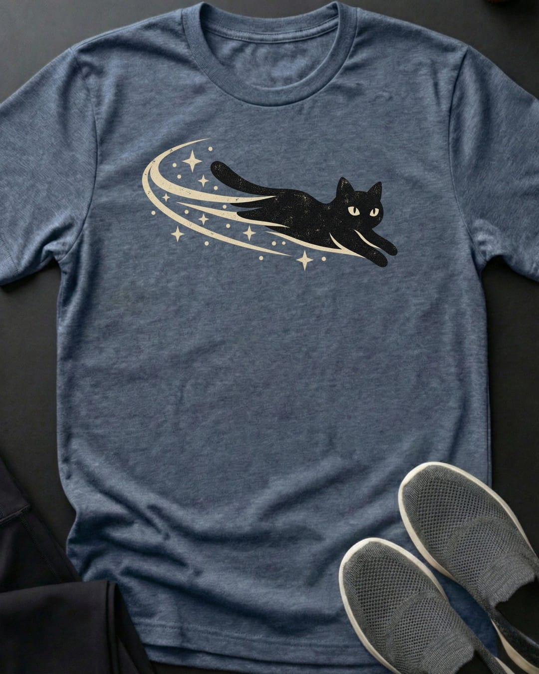 Shooting Star Cat Tee in Heather Indigo