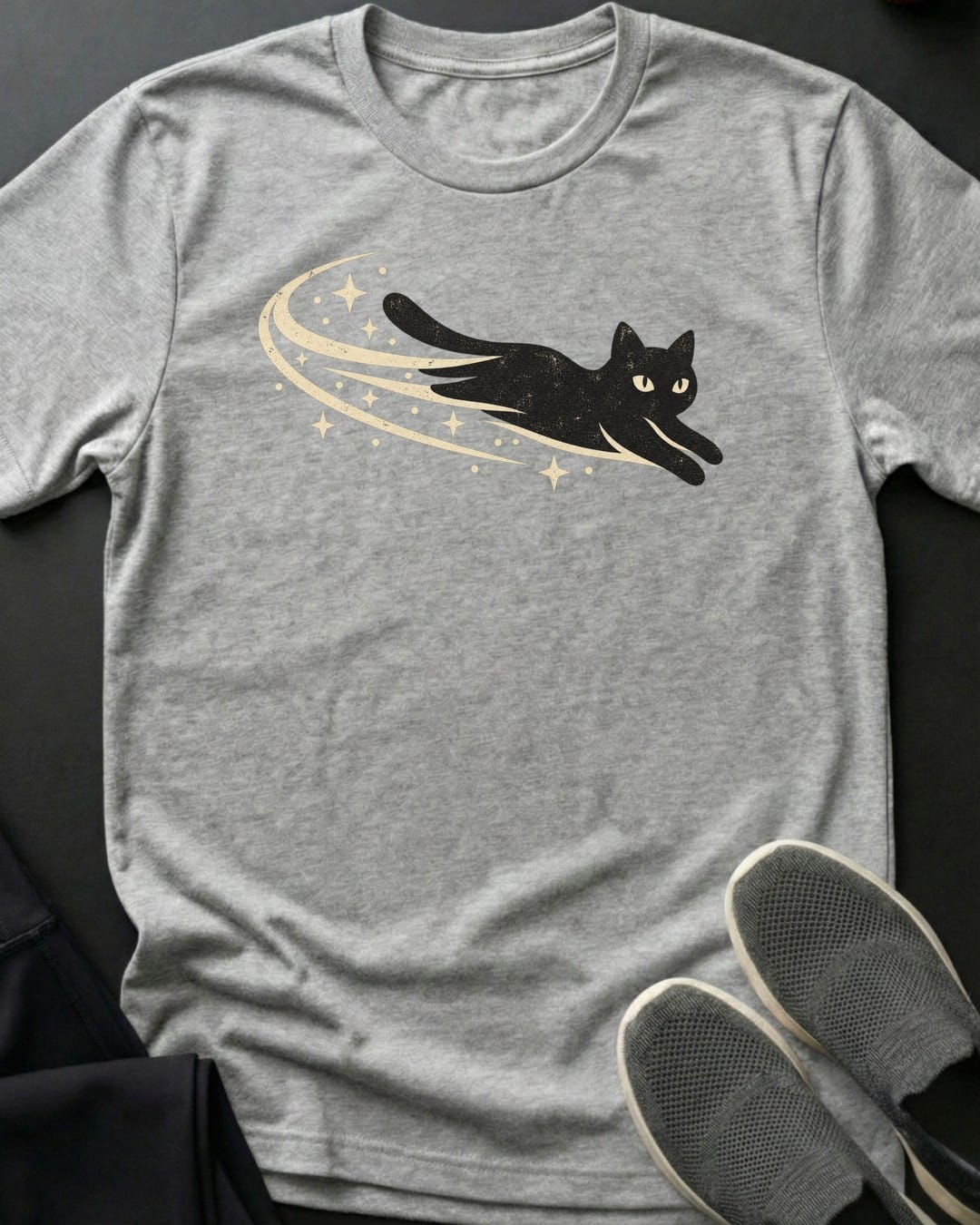 Shooting Star Cat Tee in Sport Grey