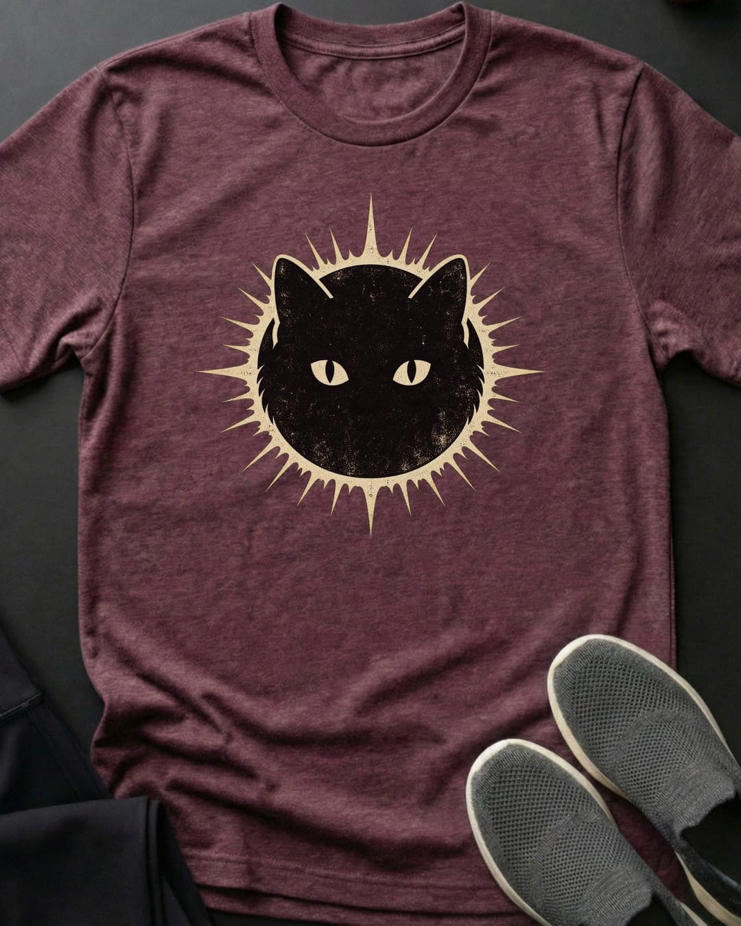 Eclipse Cat Tee in Heather Maroon