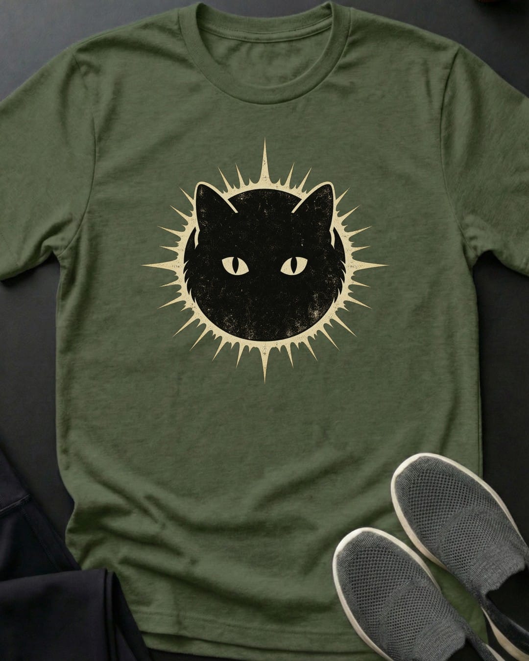 Eclipse Cat Tee in Military Green