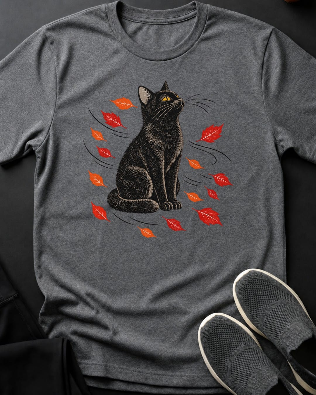 Autumn Wind Cat Tee in Graphite Heather