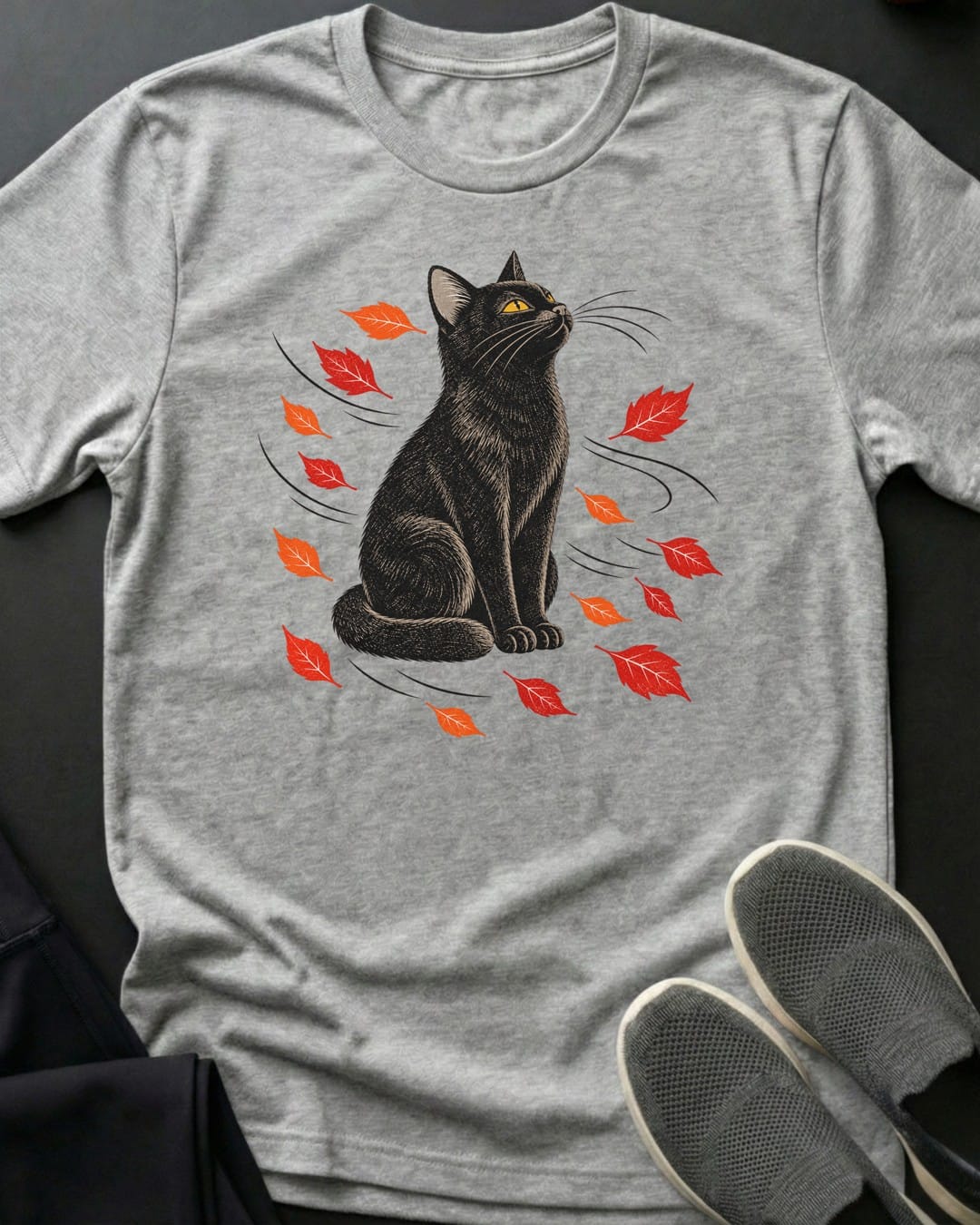 Autumn Wind Cat Tee in Sport Grey
