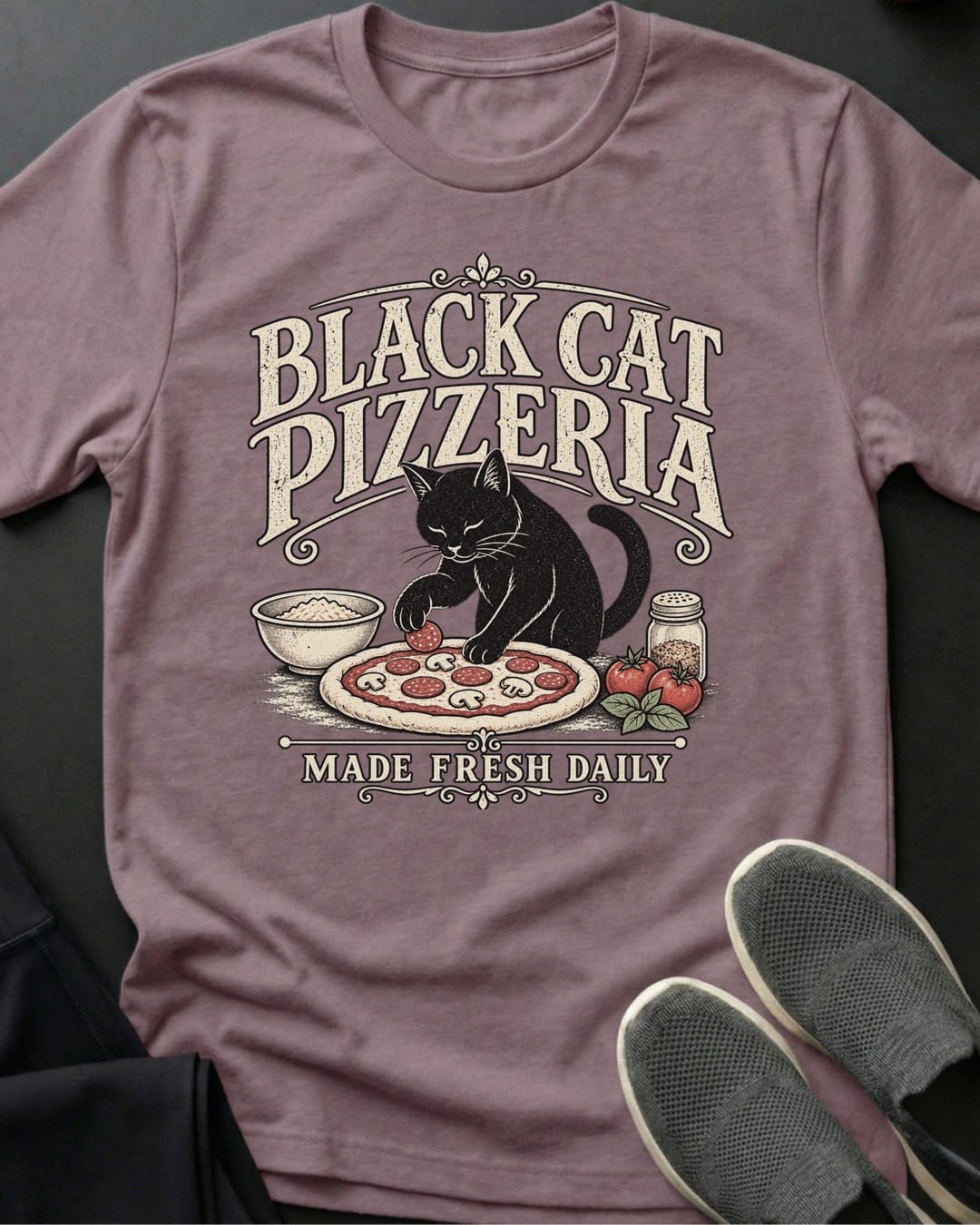 Black Cat Pizzeria Tee in Paragon