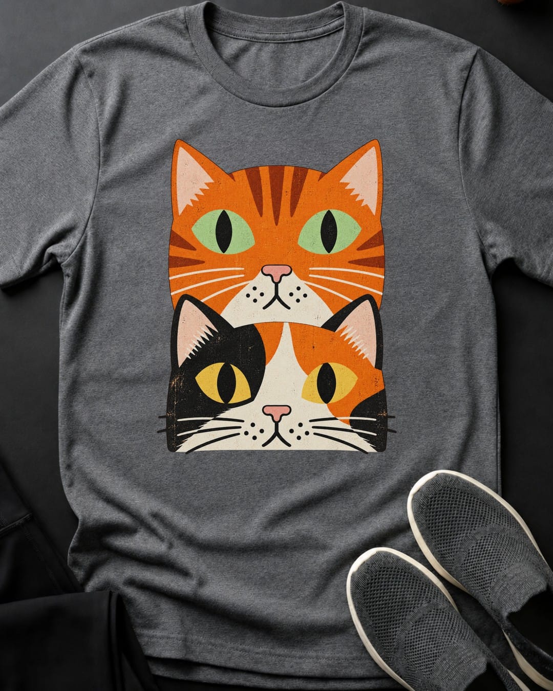 Orange & Calico Stack Tee in Graphite Heather