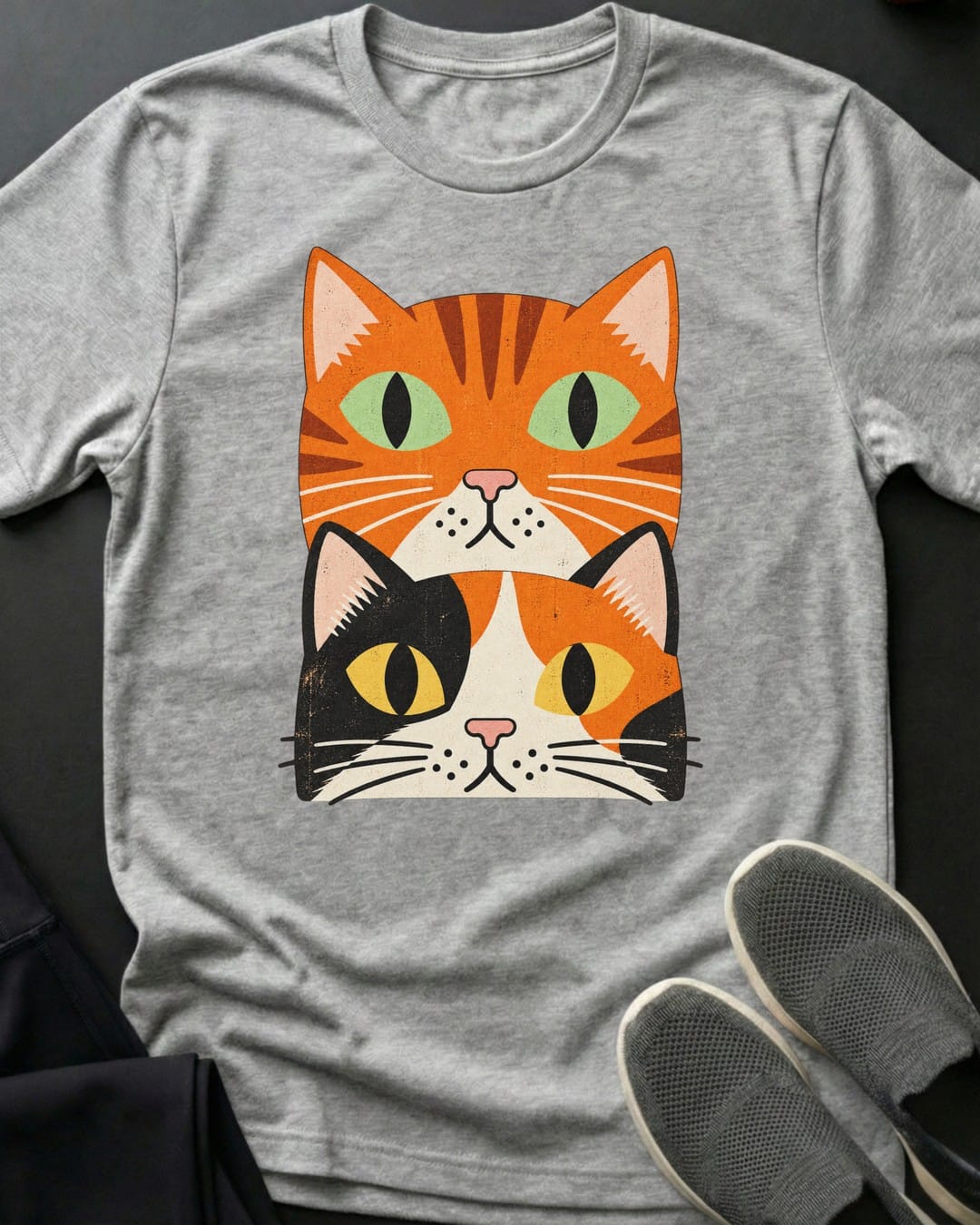 Orange & Calico Stack Tee in Sport Grey