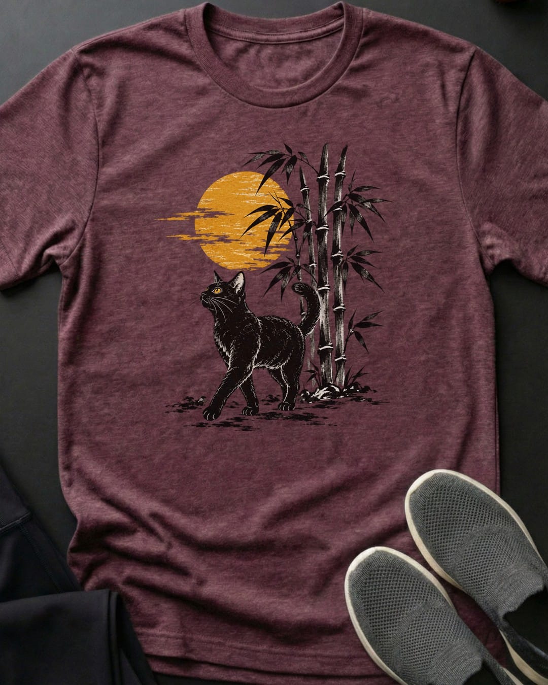 Bamboo Stroll Tee in Heather Maroon