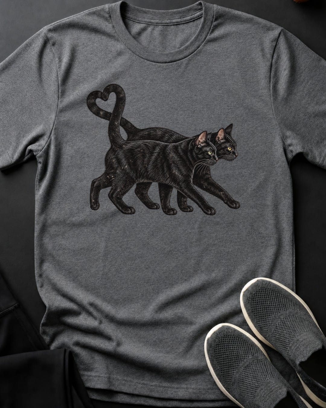 Black Cats True Love Tee in Graphite Heather