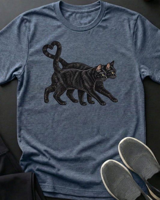 Black Cats True Love Tee in Heather Indigo