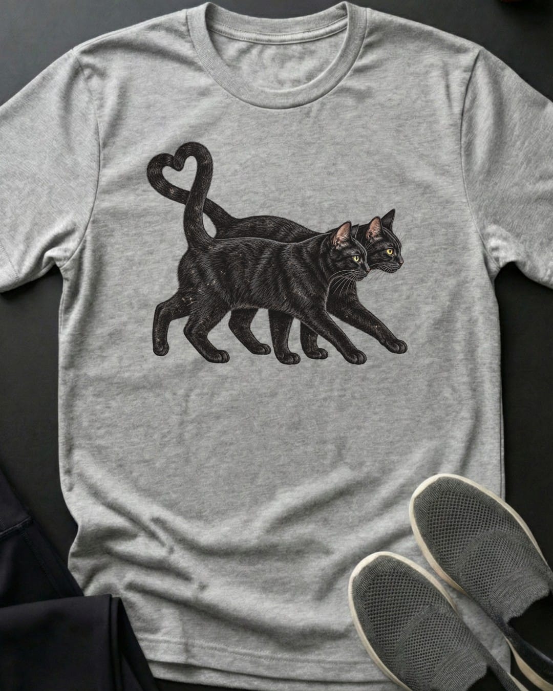 Black Cats True Love Tee in Sport Grey