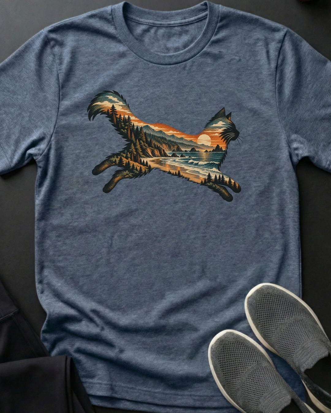 Coastal Leap Tee in Heather Indigo