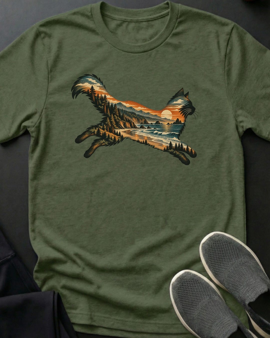 Coastal Leap Tee in Military Green