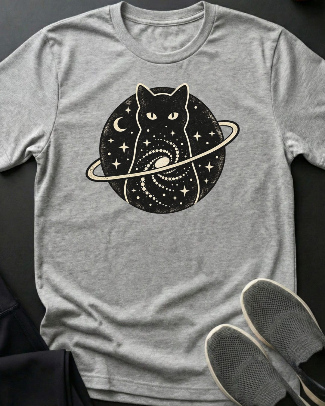 Galaxy Cat Planet Tee in Sport Grey