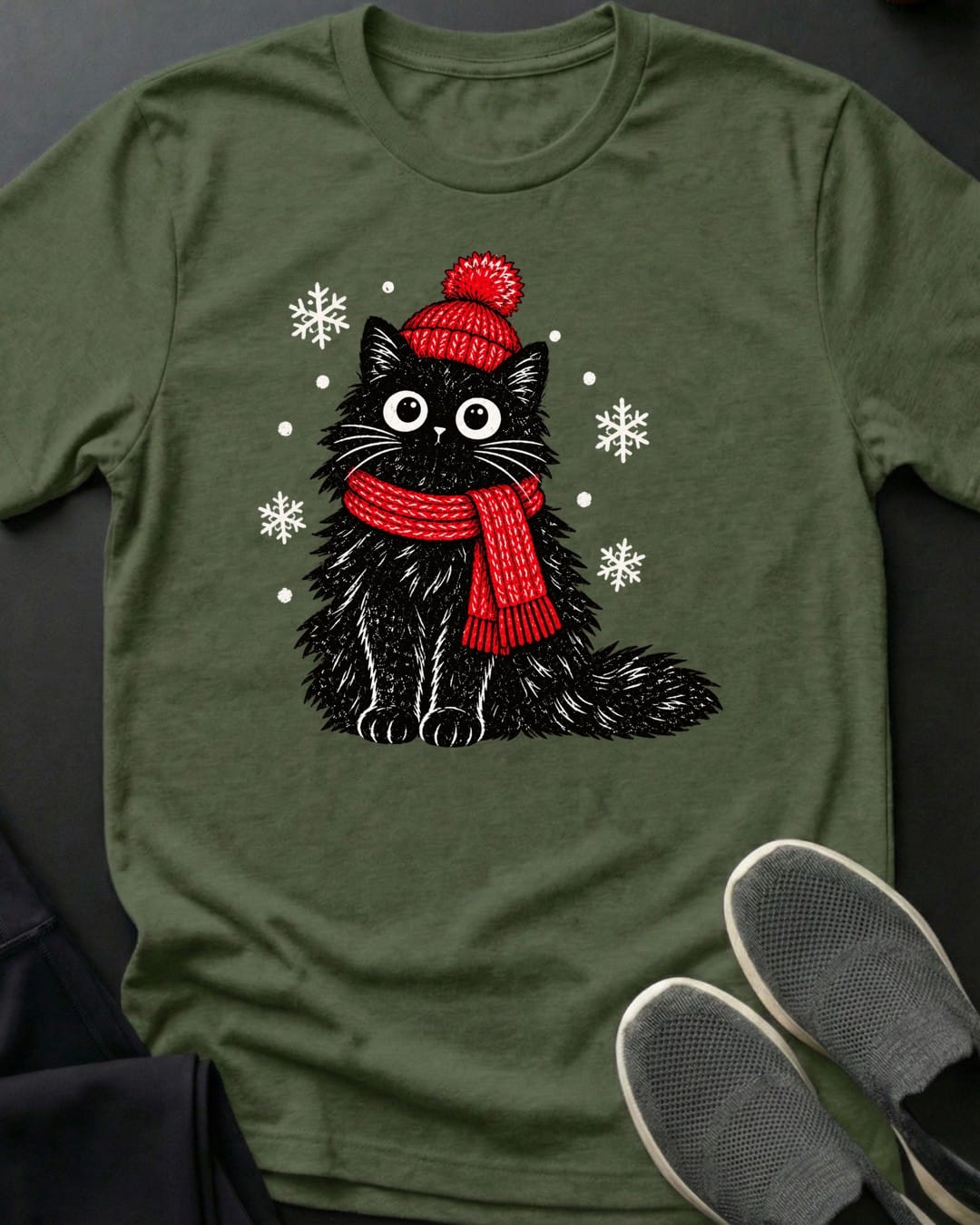 Frosty Floof Tee in Military Green