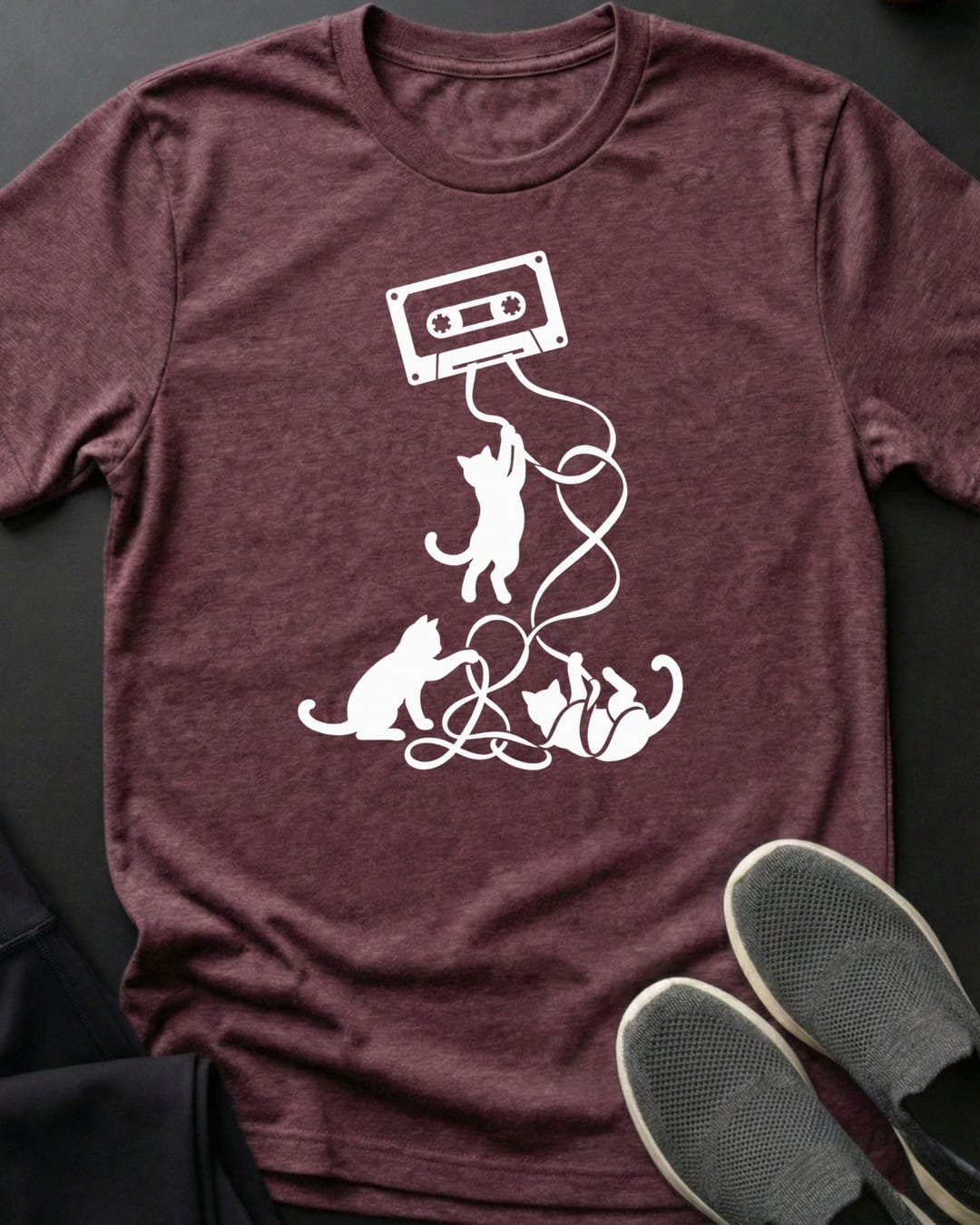 Mixtape Mischief Tee in Heather Maroon