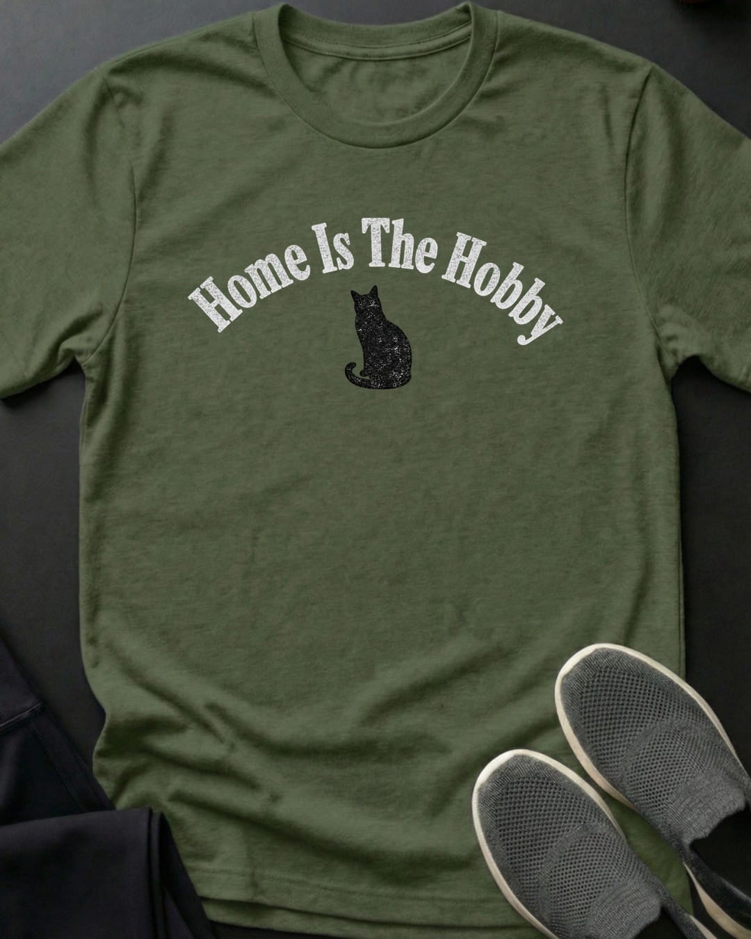 Home Is The Hobby Tee in Military Green