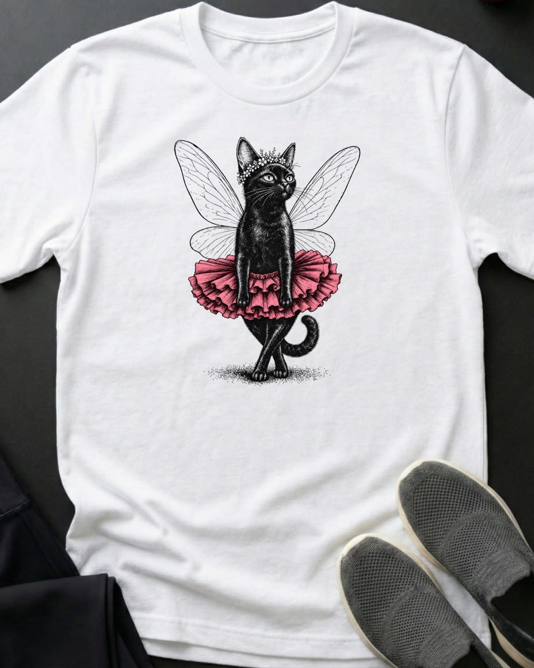 Sugar Plum Kitty Tee in White