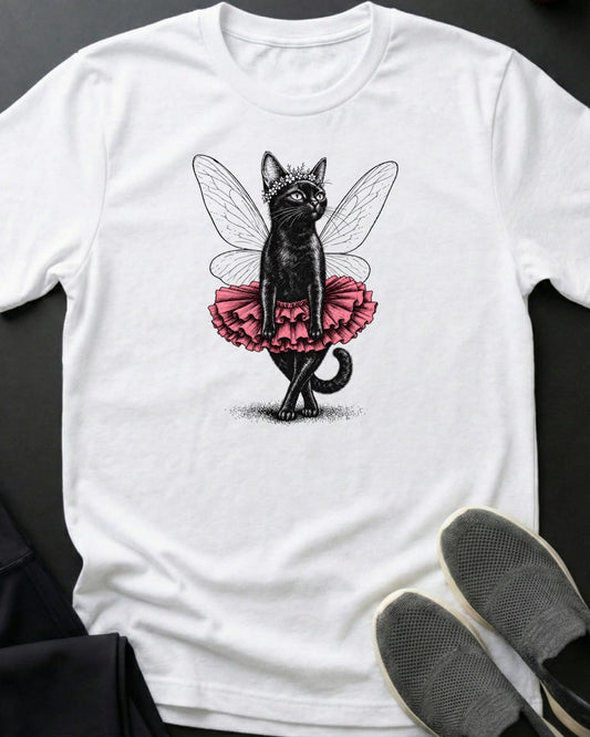 Sugar Plum Kitty Tee in White