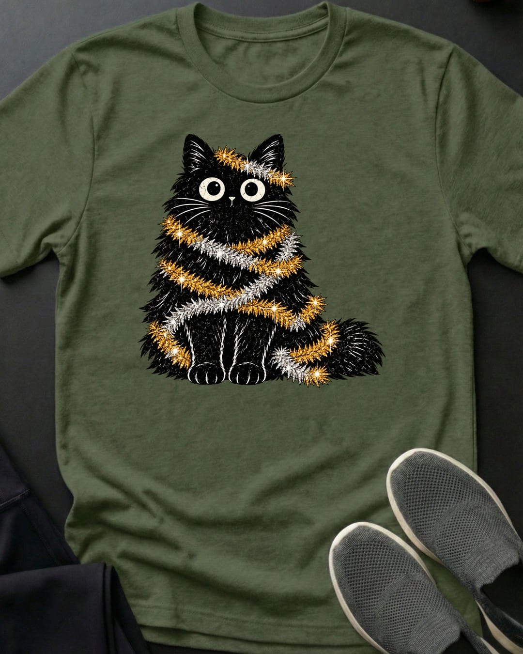 Tinsel Trouble Tee in Military Green
