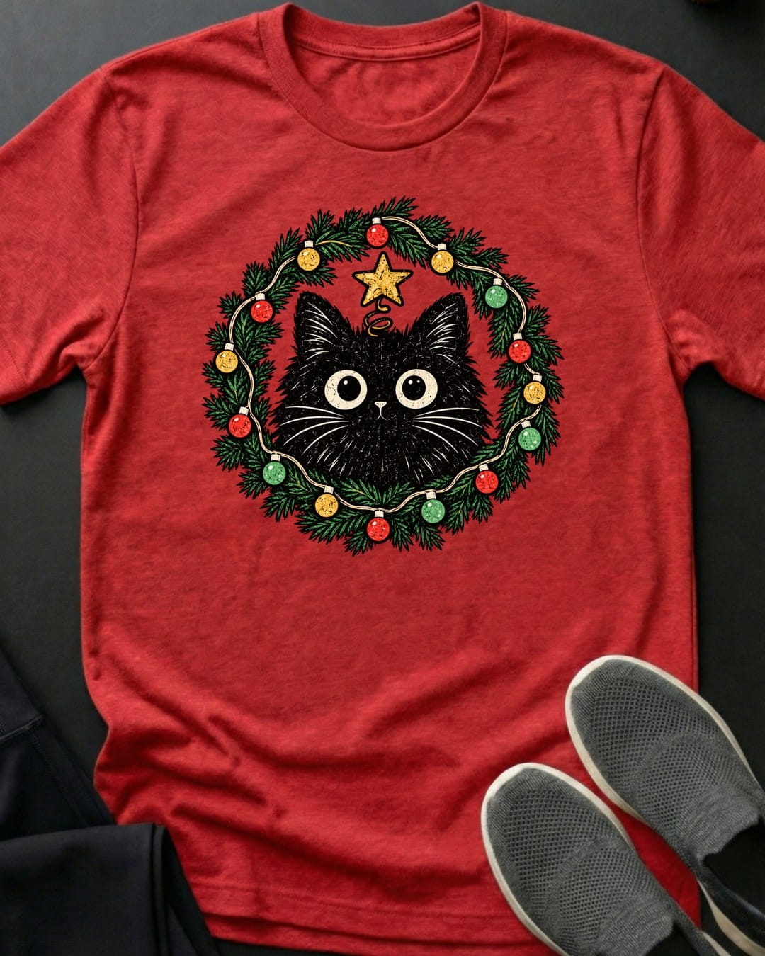 Holly Jolly Kitty Tee in Red