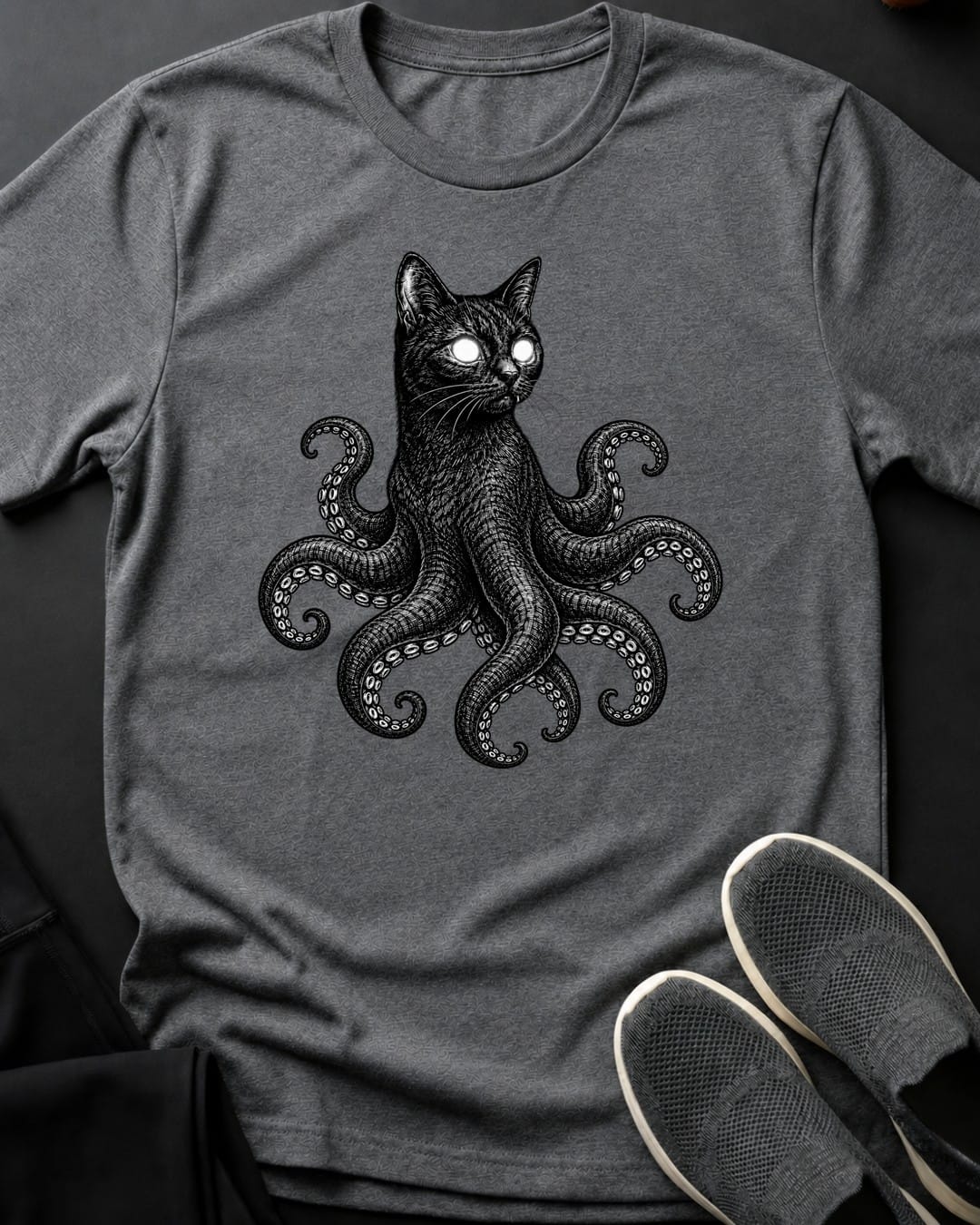Octopurr Tee in Graphite Heather