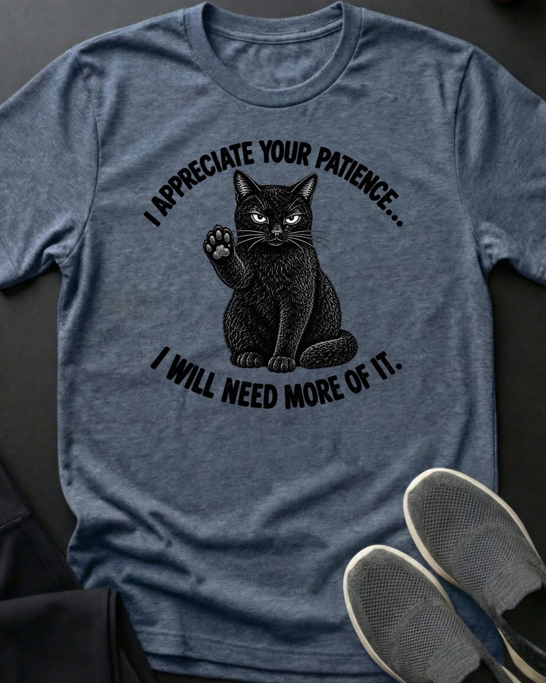 More Patience Tee in Heather Indigo