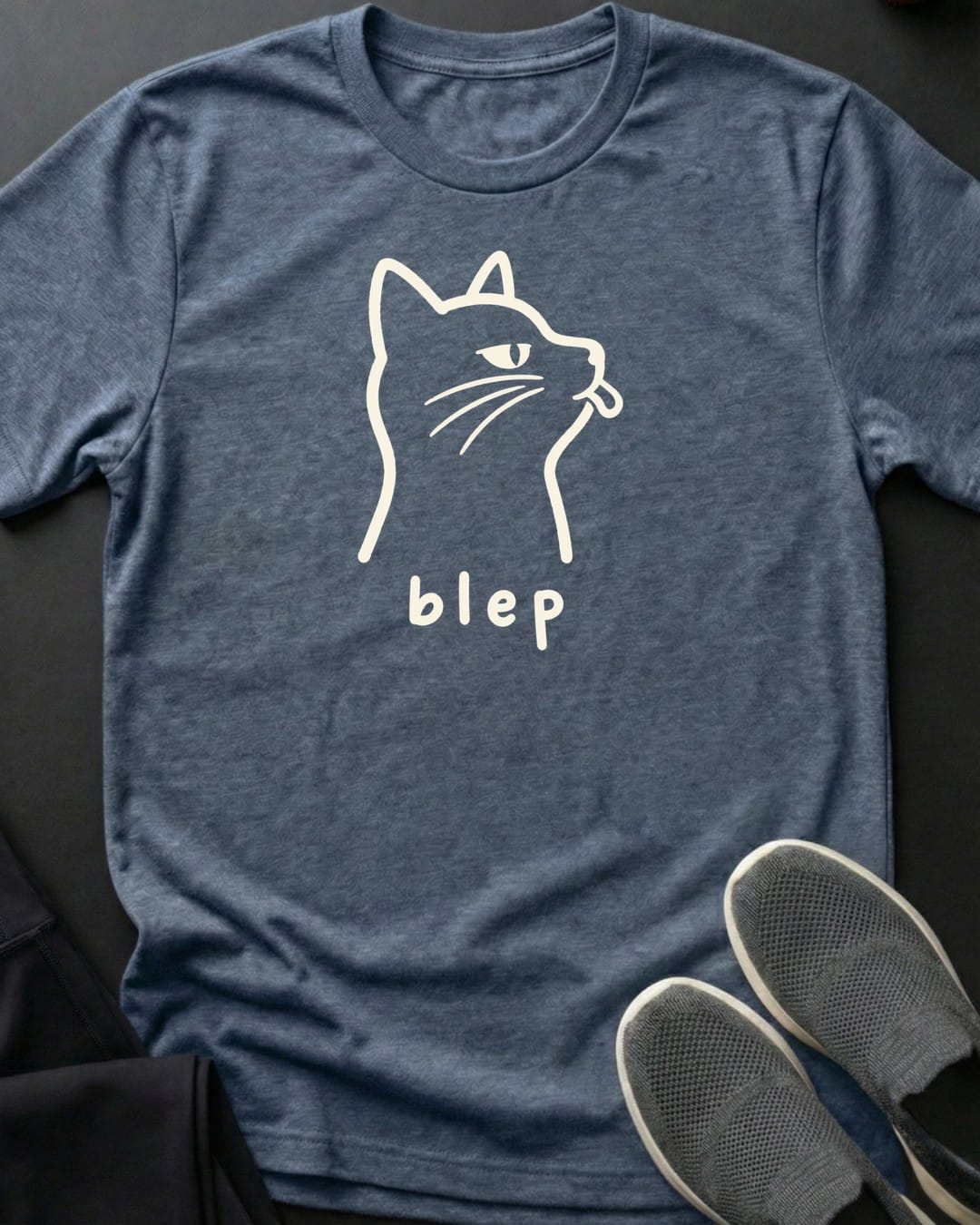 Blep Happens Tee in Heather Indigo