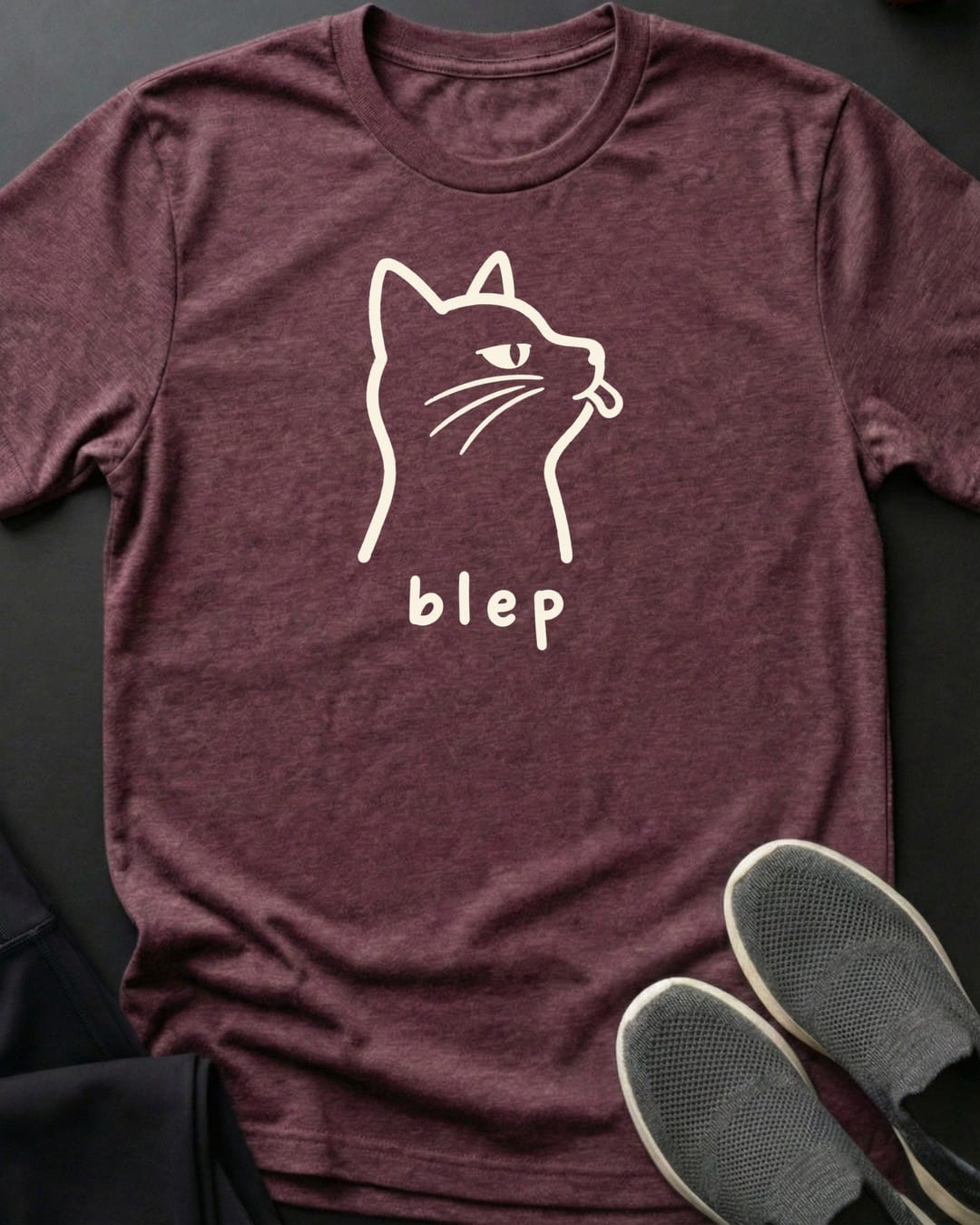 Blep Happens Tee in Heather Maroon