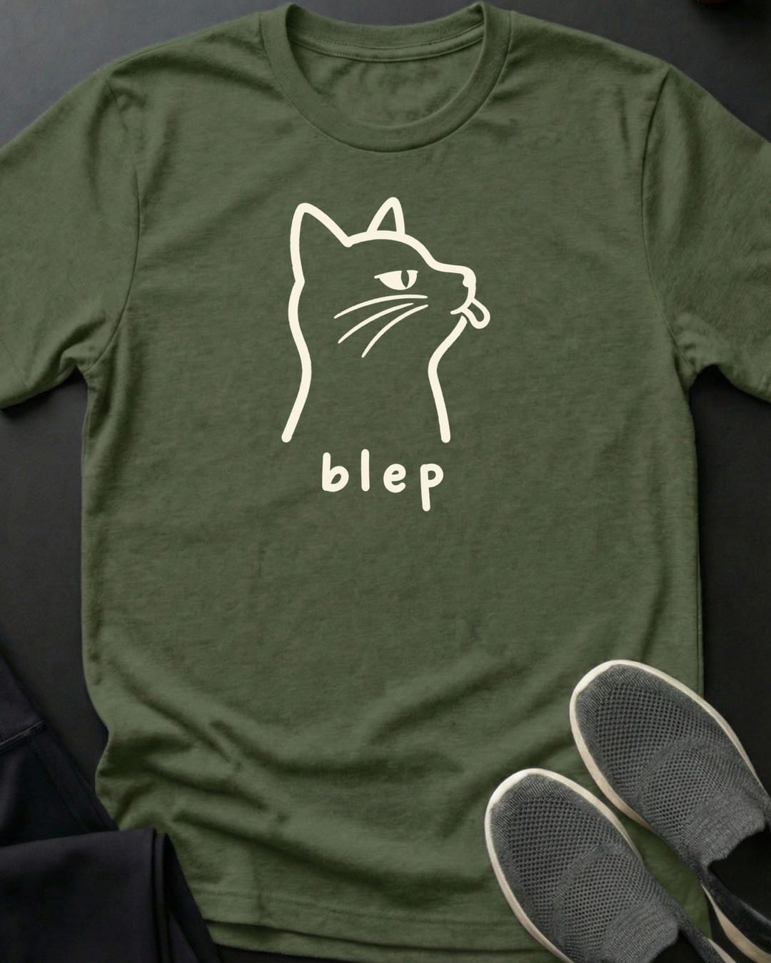 Blep Happens Tee in Military Green