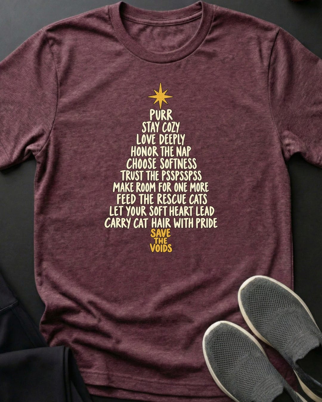 Words To Purr By Tee in Heather Maroon