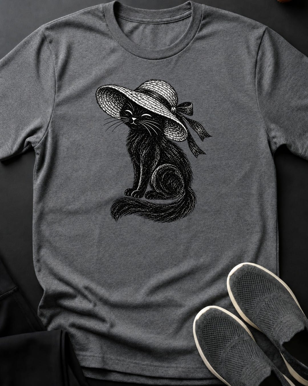 Straw Hat Diva Tee in Graphite Heather