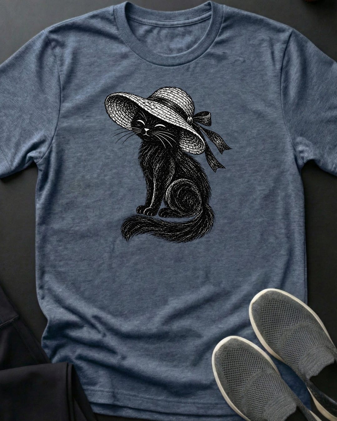 Straw Hat Diva Tee in Heather Indigo