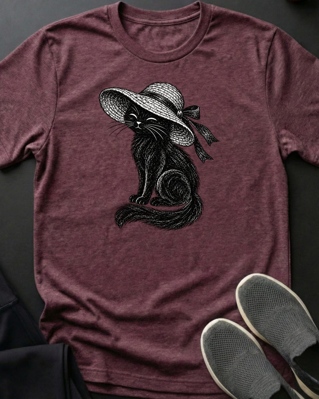 Straw Hat Diva Tee in Heather Maroon