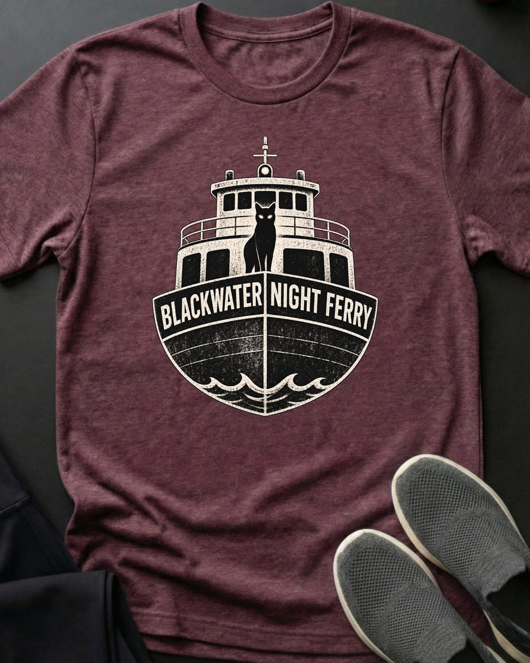 Night Ferry Tee in Heather Maroon