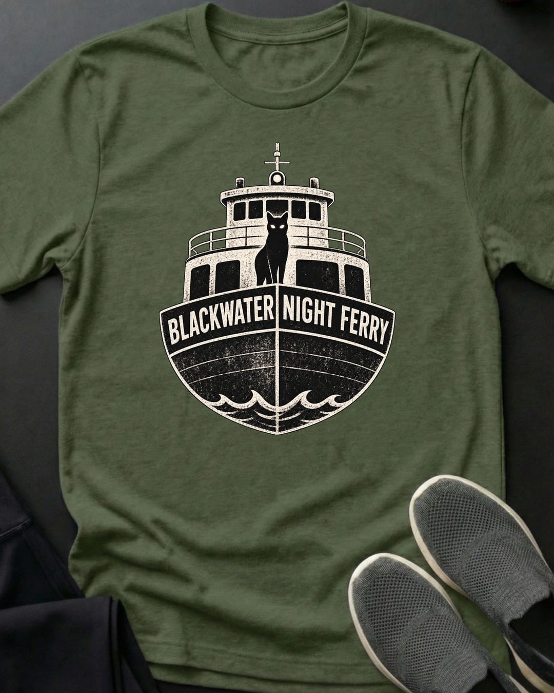Night Ferry Tee in Military Green