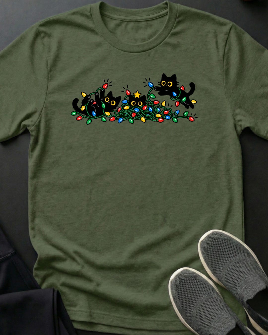 Tangled Lights Tee in Military Green